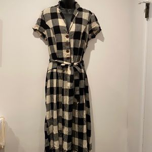 UO Checked midi shirt dress
